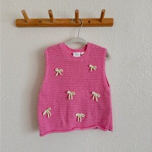 Pink Knitted Top with Yellow Bows